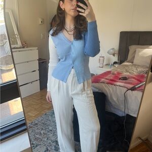 Staud blue and white cardigan